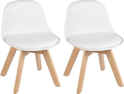 Set van 2 Elegante Kinderstoelen - Kinderzetel/Stoel voor Peuter, Kleuter en Schoolkind - Zithoogte 29 cm - Wit, 56 x 35 x 33,5 cm