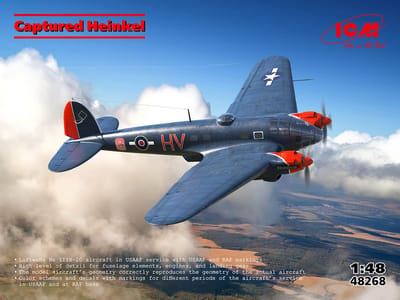 ICM Modelbouwpakket Vliegtuigen - 48268 Heinkel He 111 - Captured Heinkel - Luftwaffe in USAAF Service - Propellervliegtuig Plastic - 1:48 - Modelbouw