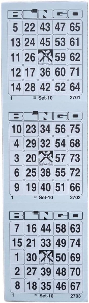 Bingoticket Blok - Bingo Vellen - Bingo Avonden - Praktische Perforatie - 300 Tickets - Lichtblauw