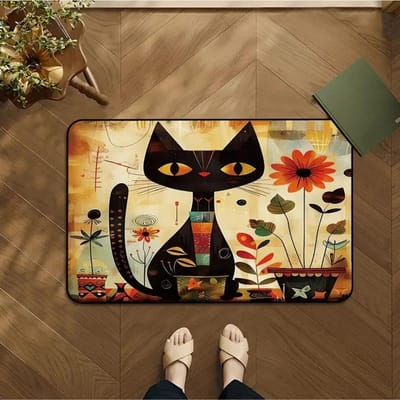 1 Leuke Katten Deurmat Binnen en Buiten Entree Mat Stofvanger voor Hal Tuin Keuken Kat Thema Huisdecoratie 50X80cm