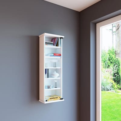Houten CD DVD wandplank Hangende plank Wandkast Wandvitrinekast Loposa glazen deur