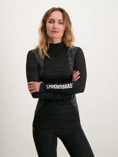 Poederbaas Thermoshirt Longsleeve Technical - Dames - Zwart - Maat XXL