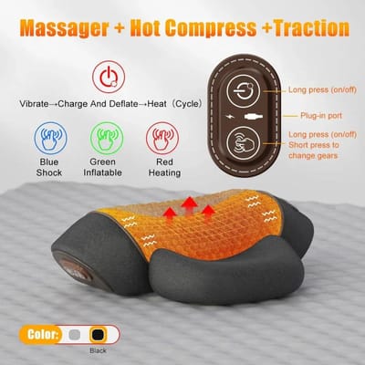 Nieuw Elektrisch Nekmassagemassagekussen Cervicale Verwarming Vibratiemassage met Hete Compressie Tractie voor Nek Schouder Rug
