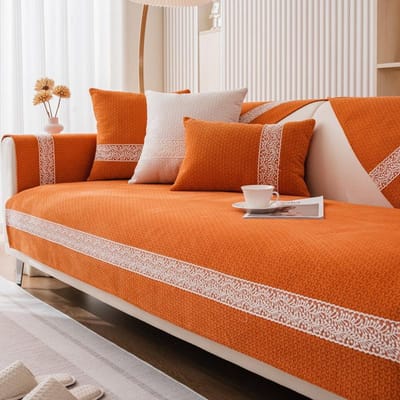 Chenille Sofakussen, Universeel Antislip Kussen voor Alle Seizoenen, Nieuw Crème Stijl Zitkussen, Volledige Stoffen Sofaovertrek 70*70cm