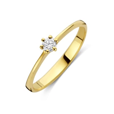 14K Geelgouden Ring met Lab Grown Diamant 0.10 ct 4035497 – G VS