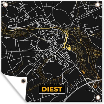Tuin poster Diest - Kaart - Plattegrond - Goud - Stadskaart - 200x200 cm - Tuindoek
