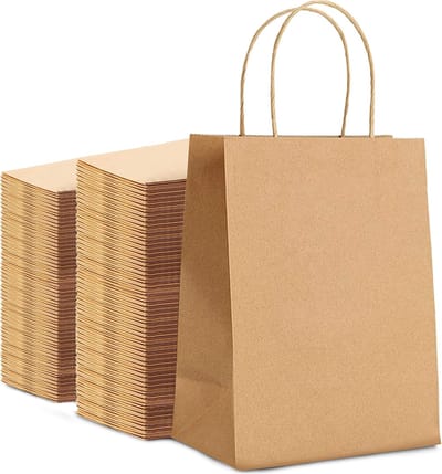 Papieren Draagtassen - Cadeauzakken Kraft - Feestelijke Verpakking - Met Handvatten 130g/m² - 25x31x12cm - Bruin