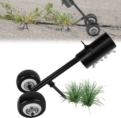 Handmatige Onkruidverwijderaar met Wielen voor Tuin, Ideaal voor Kieren en Tegels, Ergonomische Onkruidhaak voor Efficiënte Verwijdering van Onkruid