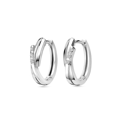 Zilver Gerhodineerd Klapoorringen Zirkonia 1339096