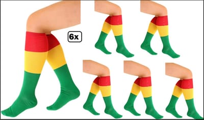 6x Paar sokken rood/geel/groen mt.39-42 - Carnaval themafeest party limburg Festival Thema