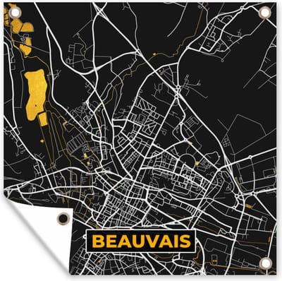 Tuin poster Frankrijk – Plattegrond – Kaart – Beauvais – Stadskaart - 200x200 cm - Tuindoek