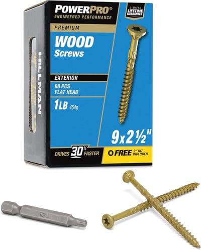 Premium Terrasschroeven #9 x 2-1/2" - Roestbestendige Houtschroeven voor Buiten - Doos van 100 Stuks