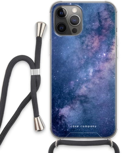Case Company® - Hoesje met koord geschikt voor iPhone 13 Pro Max hoesje met Koord - Nebula - Telefoonhoesje met Zwart Koord - Bescherming aan alle Kanten en Over de Schermrand