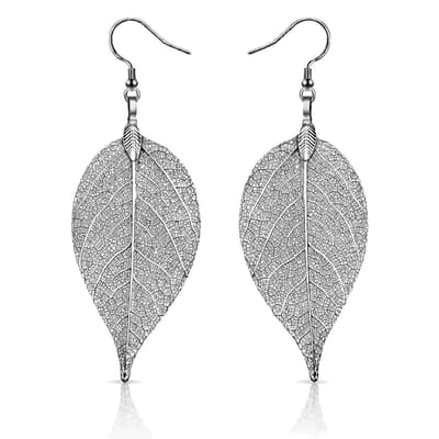 Dames oorhangers Blad oorbellen Leaf Grijs