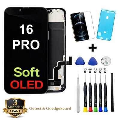 iPhone 16 Pro OLED Scherm Vervanging – Premium Soft OLED Display – Inclusief Complete Reparatieset, Gereedschap, Screenprotector en Plakstrip