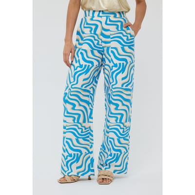 EsQualo Trousers Electric Zebra Print Maat: 36 | Wijde Broeken Outlet | Dames | Blauw