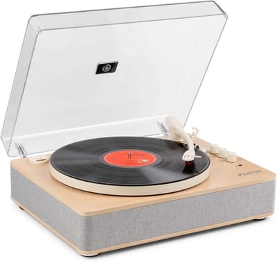 Platenspeler Bluetooth (in/uit) - Fenton RP162S - retro platenspeler met speakers (stereo) en mp3 speler - Beige