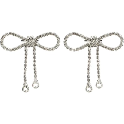 2 stuks Strass Strik Broche Exquise Glanzend Kwastje Ontwerp Strik Broche Pin voor Dagelijks Gebruik Feesten white