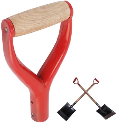 Dailygoody - Schop handvat - Vervangend handvat voor schop - Ergonomisch ontwerp - Rood - Metalen Y-handgreep - Geschikt voor tuin - Korte steel