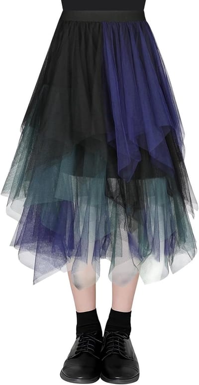 Vrouwelijke Irregulaire Elastische Hoge Taille Gelaagde Tulle Rok voor Feestjes, Ballet en Dagelijks Gebruik - A-lijn Midi Rok voor Dames en Meisjes