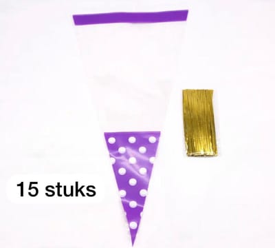 Akyol - Traktatiezakjes - 15 stuks - koekzakjes met stippen - paas snoepzak - paarse snoepzakjes - uitdeelzakjes voor een feestje - uitdeelzakjes - zakjes - snoepzakjes - traktatie