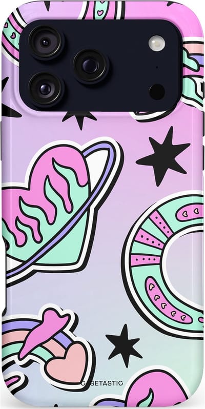 Casetastic hoesje geschikt voor Apple iPhone 17 Pro Max - MagSafe - Dubbellaagse bescherming - Paarse Droomwereld - Fashion Case - Lila Lichtgrijs Zwart Mintgroen