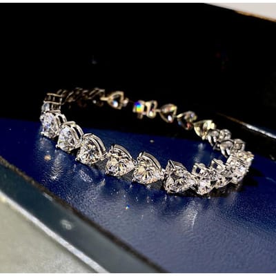 Qtt Bracelet Tennis Femme Argent Sterling 925 Diamant de Laboratoire Mignon Goutte d'Eau Cz Tempérament Fiançailles Anniversaire Bijoux de Fête 16-19cm argenté