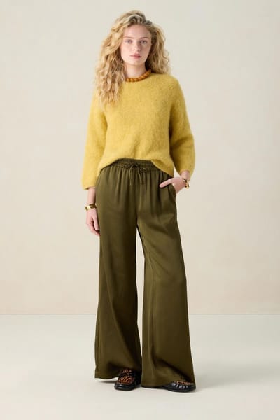 Sissy-Boy - Donkergroene high waist wide leg broek