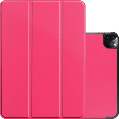 Hoes - Geschikt voor Apple iPad Pro (2022) - 11 inch - 4e generatie - Dun & Stevig - Trifold Bookcase - Hard Cover - Hardcover Book Case - Tablet Hoesje - Donkerroze