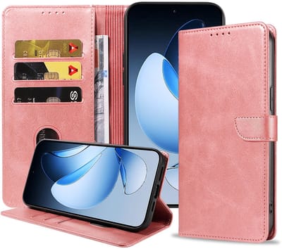 Geschikt voor Oppo Reno 13 Telefoonhoesje Kunstleer met Magnetisch lipje en Pasjeshouder Book Case met Klepje - Walletcase with Cardslot - Rosé Goud - Smartphonica geschikt voor Oppo Reno 13