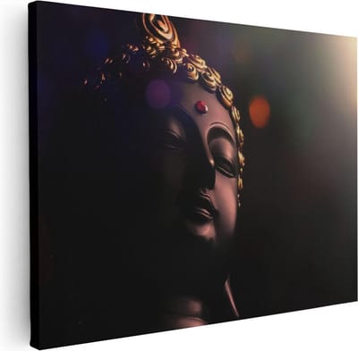 Artaza Canvas Schilderij Boeddha - 80x60 cm - Wanddecoratie Spiritueel - Muurdecoratie Sfeervol - Schilderijen Op Canvas