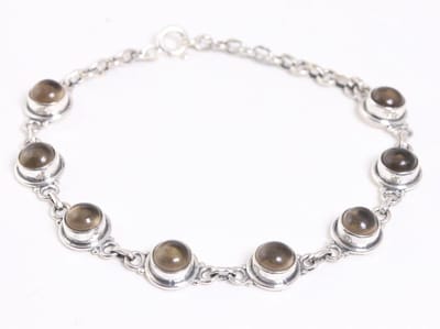 Fijne zilveren armband met rookkwarts