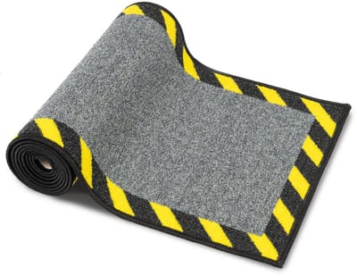 FLOORDIREKT Kabelbeschermingsmat Met Waarschuwingsrand - Voor Binnen - Veiligheidsmat voor Kantoor & Magazijn - Met Antislip Rug - Afwasbaar - Kabelbrug op Maat - Zwart/Geel - 40 x 50 cm