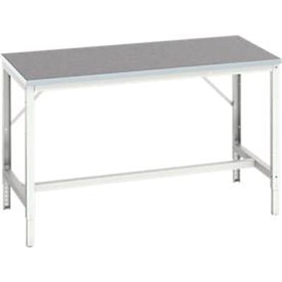 Bott Werkbank Verso - met set dwarsverbindingen - B 1500 x D 800 x H 780 - 930 mm - draagvermogen tot 600 kg - linoleum werkblad - onderstel lichtgrijs RAL 7035
