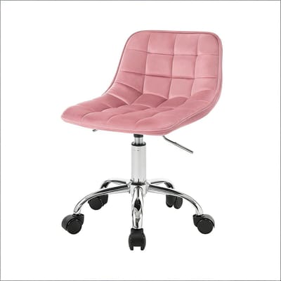 Roze velvet bureaustoel - Comfortabele zitting voor thuiswerken en make-up - Ergonomische computerstoel - Zacht fluweel en metaal - Roze