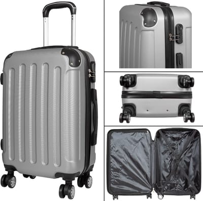 Handbagage koffer Avalon maat S - Reiskoffer met cijferslot op 4 dubbele zwenkwielen - Stevig ABS - Zilver Grijs - ca. 58x35x23 cm