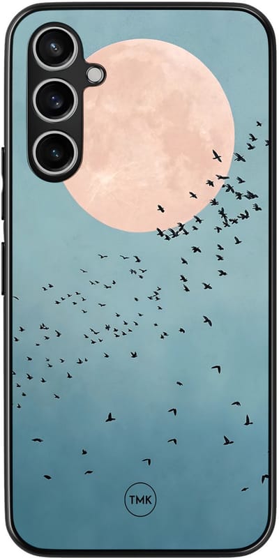 Hoesje geschikt voor Samsung Galaxy A54 - Moon birds - Blauw - TPU case - Vogel - Hardcase zwart telefoonhoesje
