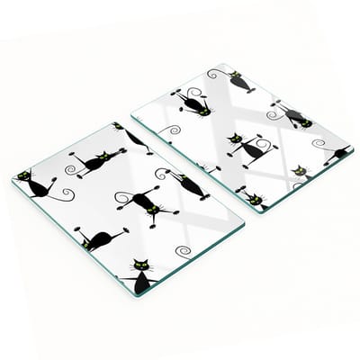 Multifunctionele decoratieve keukenplanken van gehard glas met kattenmotief, 2x40x52 cm
