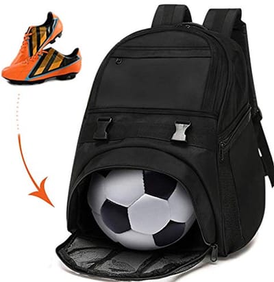 Jeugd Sporttassen - Rugzakken voor Voetbal, Basketbal en Sport met Balhouder voor Jongens en Meisjes - Zwart