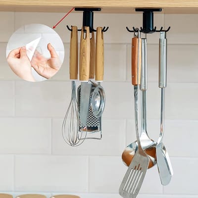 360° Rotatable Keuken Gereedschap Houder, Zelfklevende Keuken Organizer Zonder Boren, Ideaal voor Koken en Keukenaccessoires (Zwart)