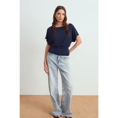 Dames Modal Blend Uitsnede Coltrui Blouse