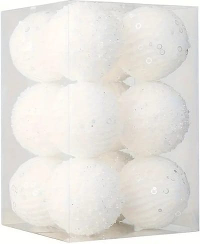 Livano Kerstballen - Kerstversiering - Plastic - Kerstballenset - Wit - 12 stuks