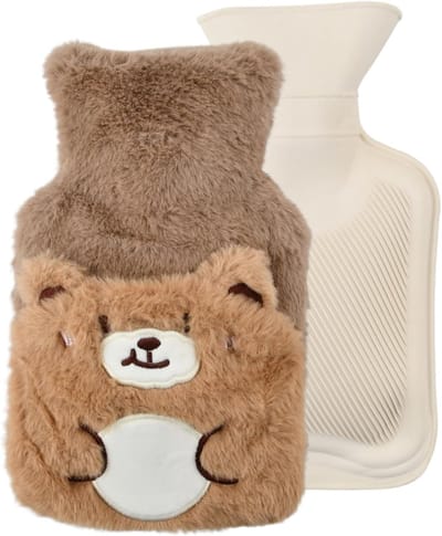Schattige warmwaterkruik voor kinderen met wasbare hoes, ideaal voor warmte en pijnverlichting, perfect als kerstcadeau, 500 ml