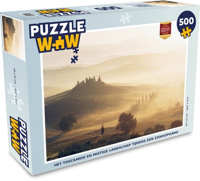Puzzel Toscane - Mist - Zon - Legpuzzel - Puzzel 500 stukjes