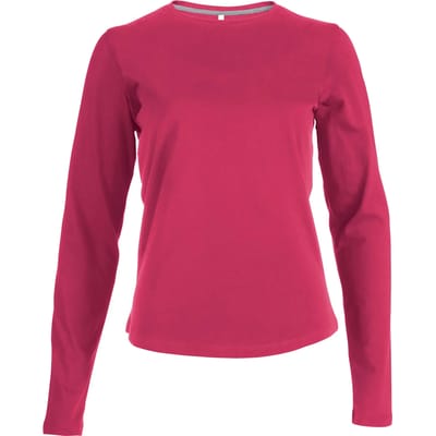 Kariban Dames T-shirt ronde hals lange mouwen K383 - Fuchsia - XXL