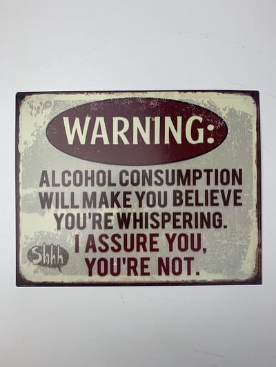 Metalen wandbord "Warning shhhh"