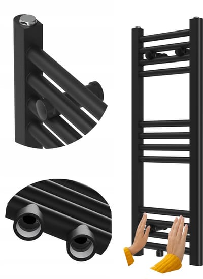 Granitan Badkamerradiator Raven - 80x30cm - Zwart - Ladderverwarming - Handdoekradiator