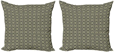 ABAKUHAUS Geometrisch Kussenhoes Set – 2x40x40 cm – Mikrofaser – Charcoal Geel