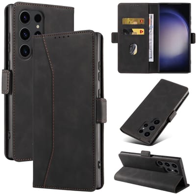 Hoesje geschikt voor Samsung Galaxy S24 Ultra - Bookcase - Pasjeshouder - Portemonnee - Kunstleer - Zwart