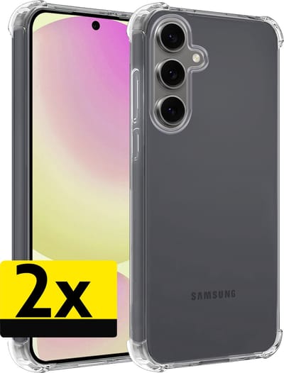 Hoesje - 2 Stuks - Geschikt voor Samsung Galaxy S24 FE - Sterk & Shockproof - Siliconen Case - Back Cover - Telefoon Hoes Shock Proof - Telefoonhoesjes - Transparant